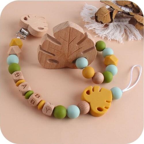 Personalized Name Handmade Pacifier Clips Holder Chain Silicone Beads Pacifier Chains Baby Teether Teething Chain Gift Toys