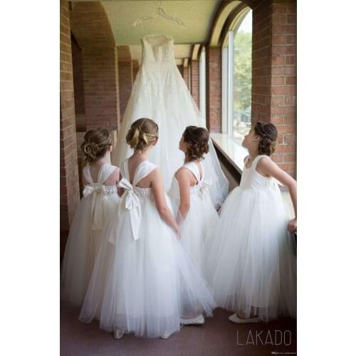 Spaghetti Flower Girls Dresses A Line Tulle Floor Length First Communion Dresses Girls Pageant Gown Custom Made