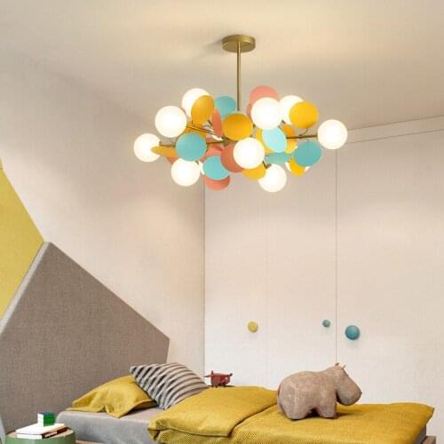Nordic Multicolor Art Tree Led Pendant Lights Ceiling lamp For Kids Bedroom Cafe Decoration Light Fixtures