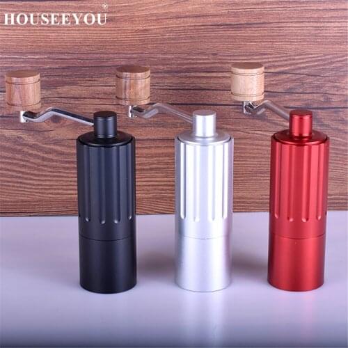Portable Mini Manual Stainless Steel Core Coffee Grinder Adjustable Coffee Mill with Storage Rubber Loop Easy Cleaning