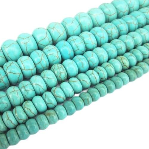 Approx.100pcs/pack 6*3mm Loose Natural Stone Green White Howlite Beads For Jewelry Making Diy Necklace And Bracelets Wholesale