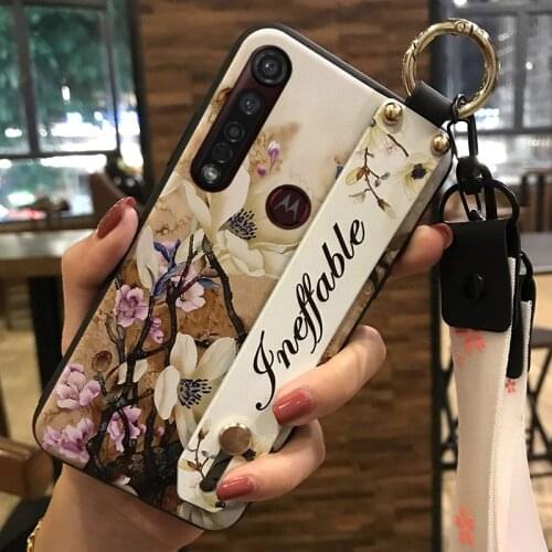 Lanyard Shockproof Dirt-resistant Phone Case For MOTO G8 Plus Silicone Soft Case Delicate Painted Anti-knock Fashion Design Cute