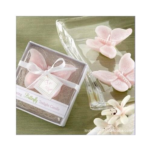 Romantic Pink Butterfly candles wedding suitors candle scented Wedding Favor Party Valentines Gift With Gift Box