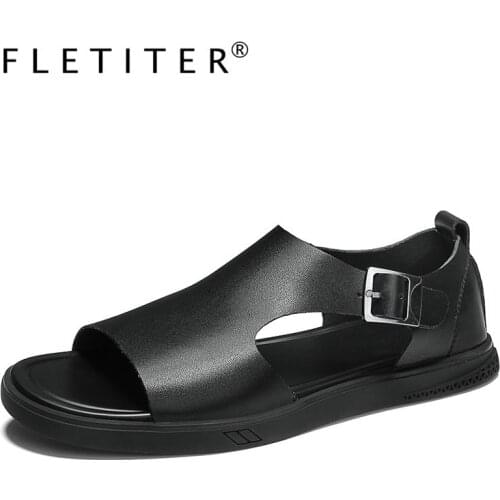 Mens Sandals Genuine Leather Fashion Summer Leisure Beach Men breathable slippers outdoor fashion Casual Shoes Mens Sandal