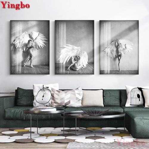 Nordic Creative Angel Girl diamond Painting 3 pcs diamond picture mosaic diamond embroidery full square drill,Wedding Decoration