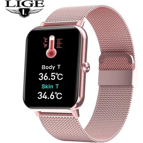 LIGE Women Smart Watch Real-time Weather Forecast Fitness Tracker Watch Heart Rate Sports Ladies Smart Watch Men For Android IOS