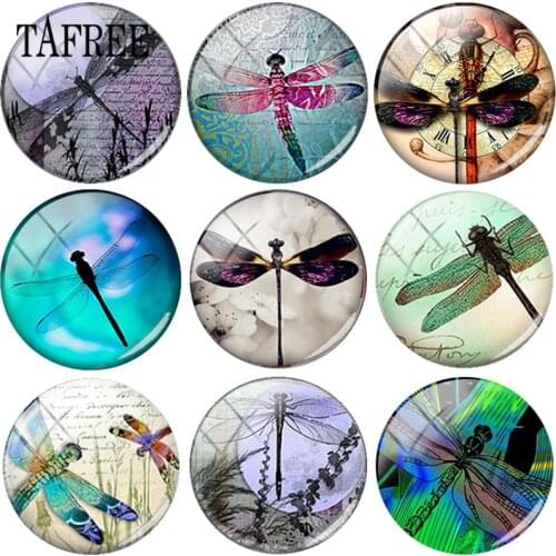 TAFREE Little Dragonfly Clip Art Picture 25mm DIY Glass Cabochon Dome Charms For Keychain Necklaces Jewelry Accessories