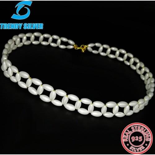 Trendy Silver Pearl Necklaces For Women