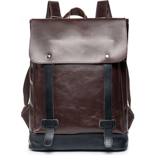 Vintage PU leather backpacks bags for men big capacity Exquisite Crafts rivet high Travel child Hit color school bag Storage