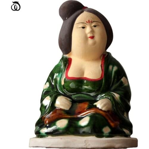 WU CHEN LONG Classical Beautiful Women Girl Statue Tang Dynasty Lady Art Sculpture Ceramic Craft Chinese Home Decoration R7112