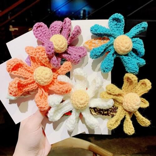 Autumn and Winter Children Cute Colors Knitting Flower Ornament Hair Clips Girls Lovely Barrettes Hairpins Kids Hair Accessories