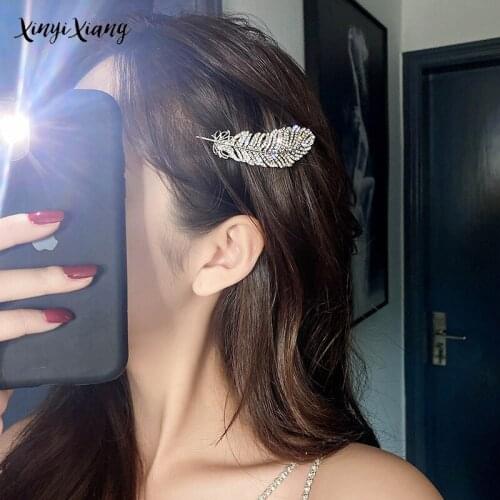 Hair Clip for Women Korean Style Adult Girls Hair Accessories Retro Elegant Feather Hairpin Clip Hair-Accessories
