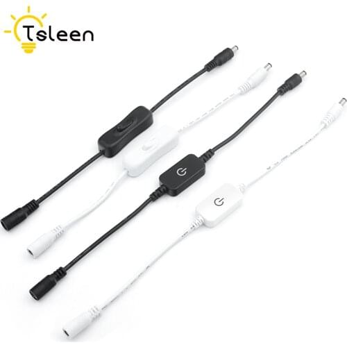 1pc DC 12-24V Power Adapter Turn On Off LED Strips DC plug with Cable Connector Inline Cable 2 Types 5.5x2.1mm DC power Switch