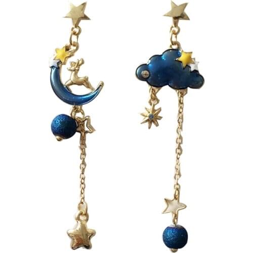 10 pair / lot fashion jewelry accessories metal enamel moon cloud earrings women
