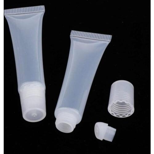 10Pcs/pack Cosmetic Lip Gloss Balm Soft Plastic Refillable Bottle Refillable Clear Empty Tubes Clear Makeup Containers Tools