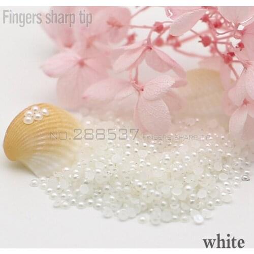 1000pcs 2mm 3D white pearl half flat surface beads gems nail Art diamond jewelry DIY decoration