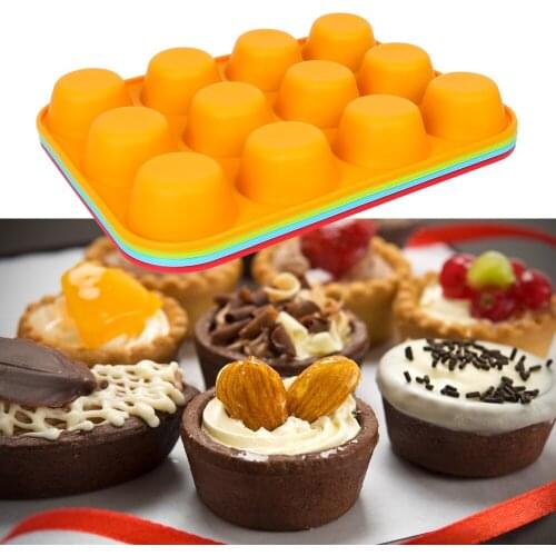 12 Holes Ice Tray Pudding Non-Stick Chocolate Cake Cup Silicone Round Muffin Moussi Mold Cake Mould
