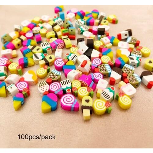 100pcs/pack of colorful soft ceramic loose beads ice cream lollipop diy jewelry accessories beaded jewelry making