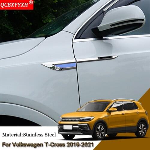 Car Styling Car Side Leaf Plate Decoration Sequins Leaf Board Side Label Stickers Accessories For Volkswagen T-Cross 2019-2021