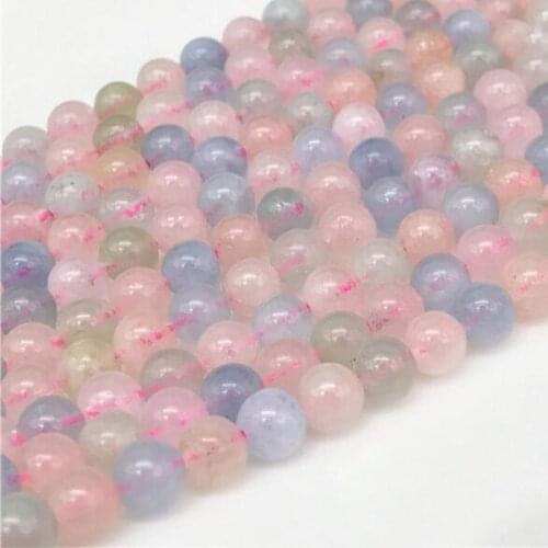 Natural Morganite Stone and Crystal Decoration Carved Beads Strand Jewelry Making Diy Bracelet Necklace 4mm 6mm 8mm 10mm 12mm