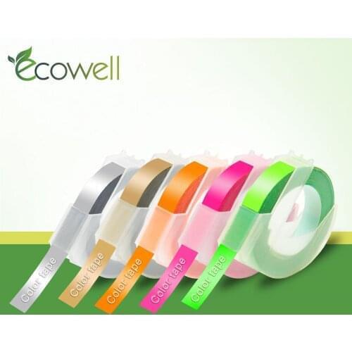 Ecowell 5PK 3D Plastic Embossing Tape for Dymo 3D Embossing Label Maker PVC Label for Dymo 1610 1540 Motex E101 E202 Label Maker