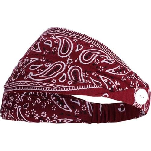 Women Boho Headbands with Buttons for Face Mask Ear Protection Holder Elastic