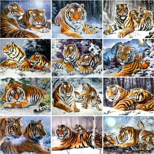 Evershine Diamond Painting Tiger DIY Rhinestone Mosaic Animals Diamond Embroidery Winter Cross Stitch Full Drill Christmas Gifts
