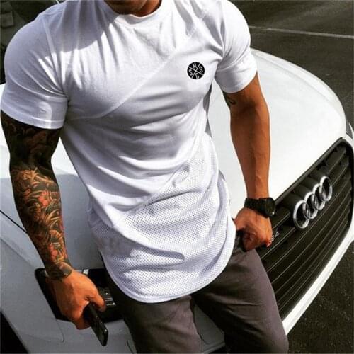 2020 Summer Mens Short Sleeve Extended Hip Hop T-shirt Oversized Clothes Fitness Men T shirt Casual Gyms muscle Sportstwear