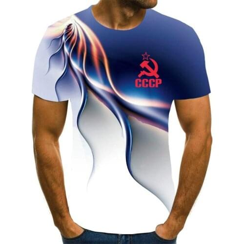 Russia Union Moscow CCCP mens O-neck short-sleeved T-shirt abstract 3D printing T-shirt polyester material for men