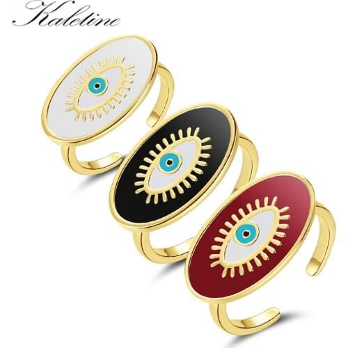 KALETINE Opening Adjustable Evil Eye Rings Exaggerated 925 Jewelry Heart Enamel 925 Sterling Silver Rings Gifts For Girl Women