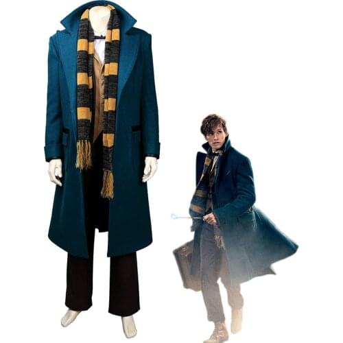 Cafiona Fantastic Beasts and Where to Find Them cosplay Newt Scamander cosplay costume woolen coat for men women custom made