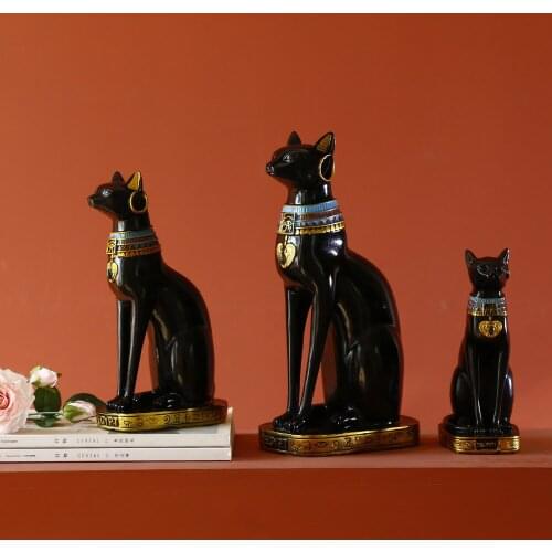 Creative Exotic Egyptian Cat God Resin Statue Crafts Ornament Home Decoration For House Decorations Animal Sculpture Lucky Gifts