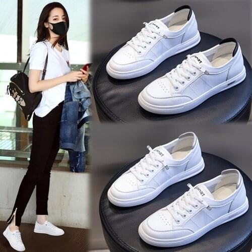 Womens Genuine Leather Sneakers Women Casual Fashionable Sports Shoes Vulcanized Woman Summer Flat Shoe Ladies White Shoes