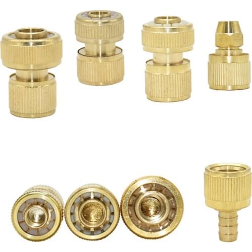 5pcs Brass 3/8 1/2 3/4 Inch Hose Quick Connector Garden 8/11 16mm 20mm 25mm Hose Copper Waterstop Connector Water Gun Fittings