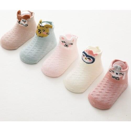 Lawadka 5Pairs/lot Newborn Baby Boys Girl Sock Summer Mesh Thin Socks for Girls Casual Cartoon Kids Clothes Accessories