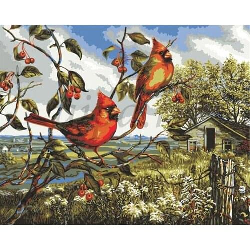 Little Bird On Tree Pre-Printed 11CT Cross Stitch DIY Embroidery Set DMC Threads Sewing Handmade Handiwork Craft Decor