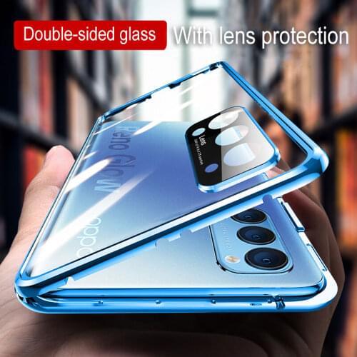 Magnetic metal frame double-sided glass phone case, suitable for OPPO reno3 reno3pro reno4 reno4pro reno4se A32 A52 A92S