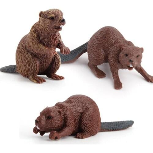 Simulation Forest Wild Animal Model Beaver Figure Plastic Toys Figurine Gift For Kids High Quality Children Toy 3Pcs/Set
