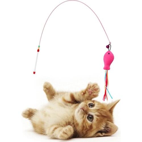 New Top Quality Pet Cat Toy With Bell and Beads Fish Shape Plush Plastic Toy for Cats Cheap Cat Catcher Teaser Toy