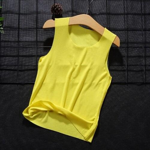 New Childrens Seamless Vest Summer Boys And Girls Vest Solid Color Freely Tailored Girls' Small Vest Ultralight Vest