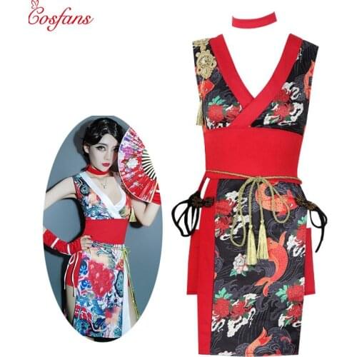 New Cheongsam cosplay costume women Red cheongsam cosplay costume prom dress sexy costume suit girl Bar women ds cosplay costume