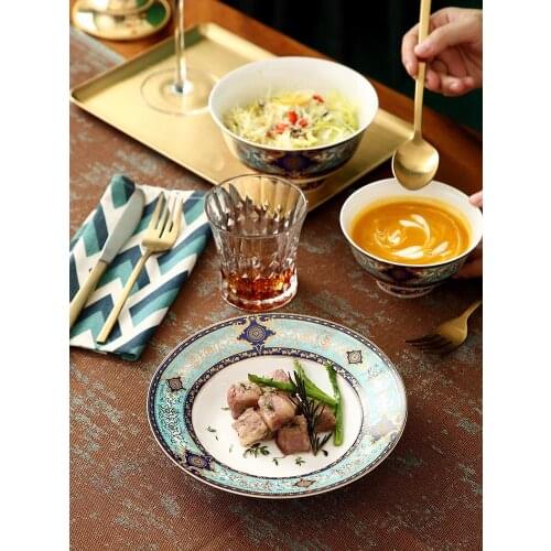 Dinner Plates Food Utensil Pottery Plate Ceramic Plates Dinner Set Tableware Baroque Vintage Boutique Decorative Tray Dishes