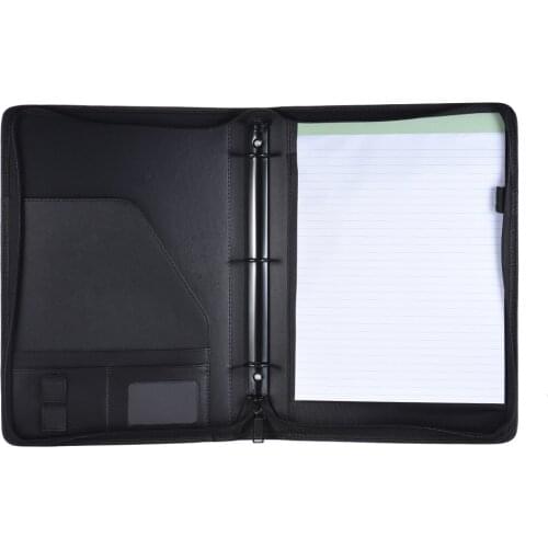 A4 PU Leather Document Folder Office Supplies Business Portfolio Padfolio Folder Document Case Organizer Zippered Closure
