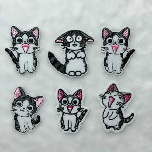 50pcs/lot Cute Kitten Cat Animal Embroidery Patches Cute DIY Kids Clothing Bag Accessories Heat Iron Transfer Appliques