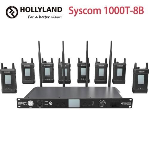 Hollyland Syscom 1000T-8B Full-Duplex Intercom System Wireless Transmission Communication with Eight Beltpacks and Headsets