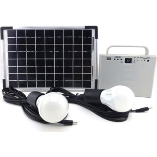 Portable 10W off-grid Solar Energy System kit Solar powered Bank Charger with 2 LED Lamp for Home lighting Camping Fishing