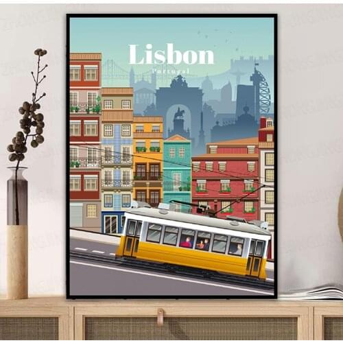 Travel to Lisbon Canvas Travel poster Wall Art Pictures for Living Room Home Decor No Frame