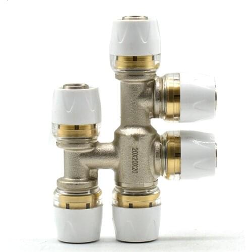 DIY equal diam 1620 aluminum tube plastic connector fittings Copper shark bite push fit fitting 6-way quick-connect hose adapter