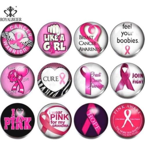 Royalbeier 12pcs/lot Mixed Pink Scarves 18mm Snap Button fashion For Jewelry Accessories Snaps Bracelet Necklace Glass Beads