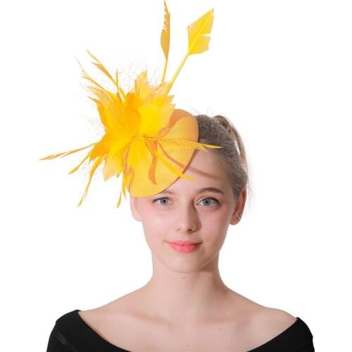 Cocktail Fascinators Yellow Weddings Pillbox Hat For Women Straw Fedora Vintage Red Ladies Church Dress Sinamay Derby Party Hats